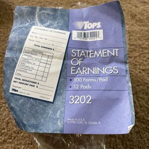 Tops 3202 Statement Of Earnings Forms 6 Pads